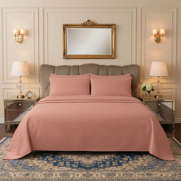 Luxury Coral Stripe - Bed Sheet Set - 3 Pcs