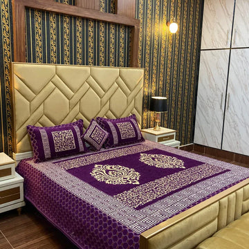 Velvet Bridal Bedsheet Set-4 Pcs