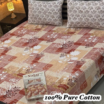 100% Pure Cotton Bedsheet 3 Piece Set AL # 104