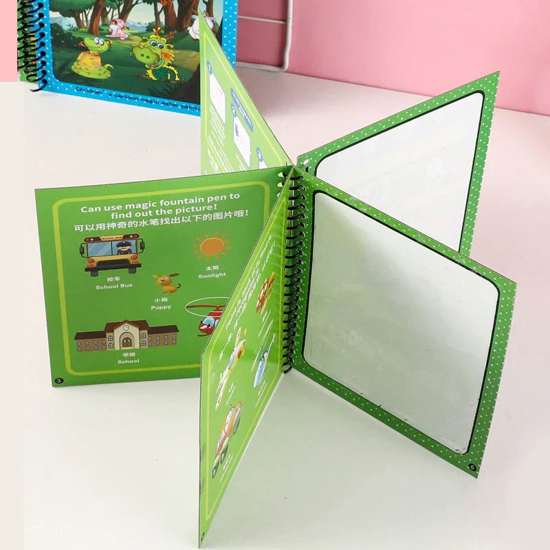 Magic Water Drawing Coloring Book – Reusable Mess Free Painting Book for Kids Learning & Fun
